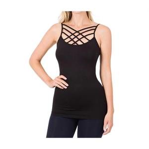 NEW AAAAA FASHION strappy criss cross seamless cami in black